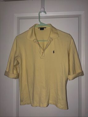 Ralph Lauren Sport Pale Yellow Short 3/4 Sleeve Polo Shirt
